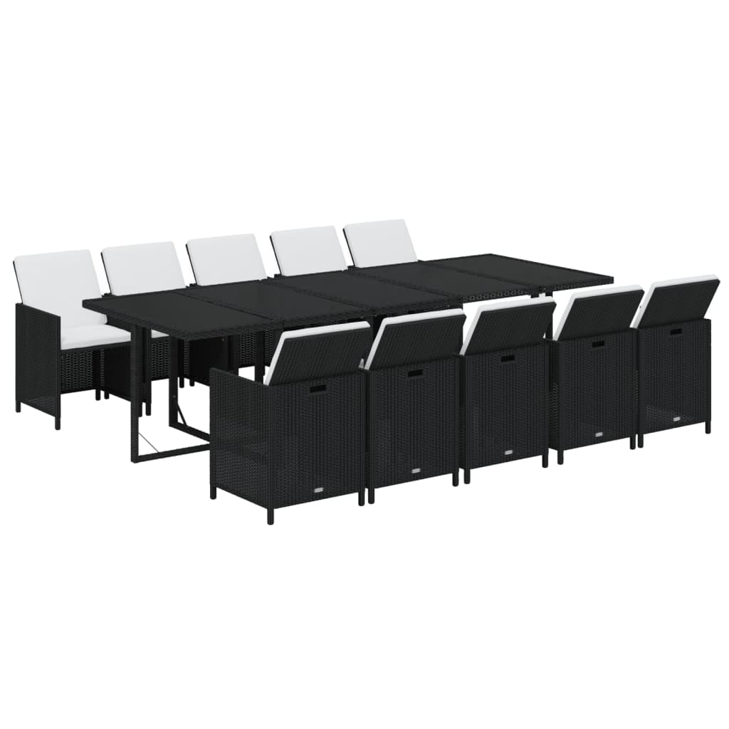 11-Delige Tuinset Met Kussens Poly Rattan Zwart
