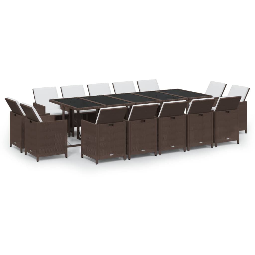 15-Delige Tuinset Met Kussens Poly Rattan Bruin