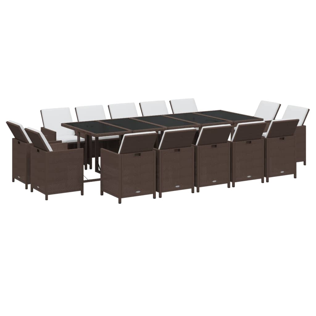 15-Delige Tuinset Met Kussens Poly Rattan Bruin
