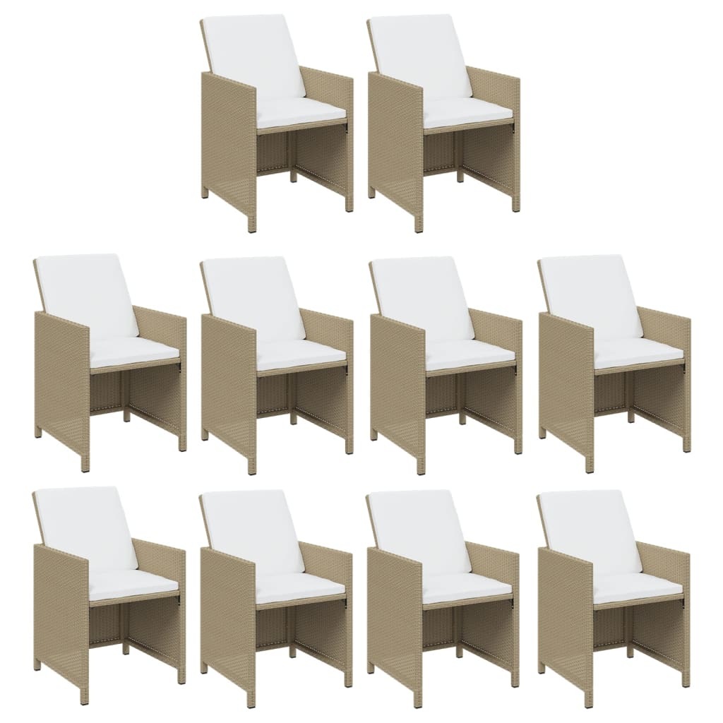 15-Delige Tuinset Met Kussens Poly Rattan Beige