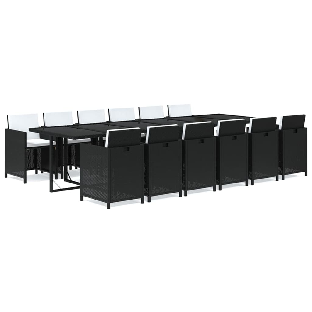13-Delige Tuinset Met Kussens Poly Rattan Zwart