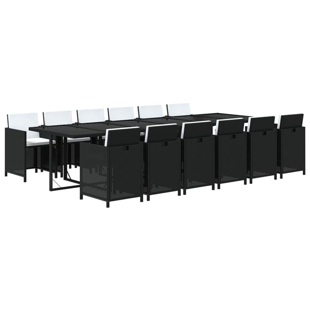 13-Delige Tuinset Met Kussens Poly Rattan Zwart