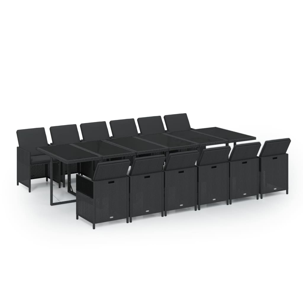 13-Delige Tuinset Met Kussens Poly Rattan Zwart