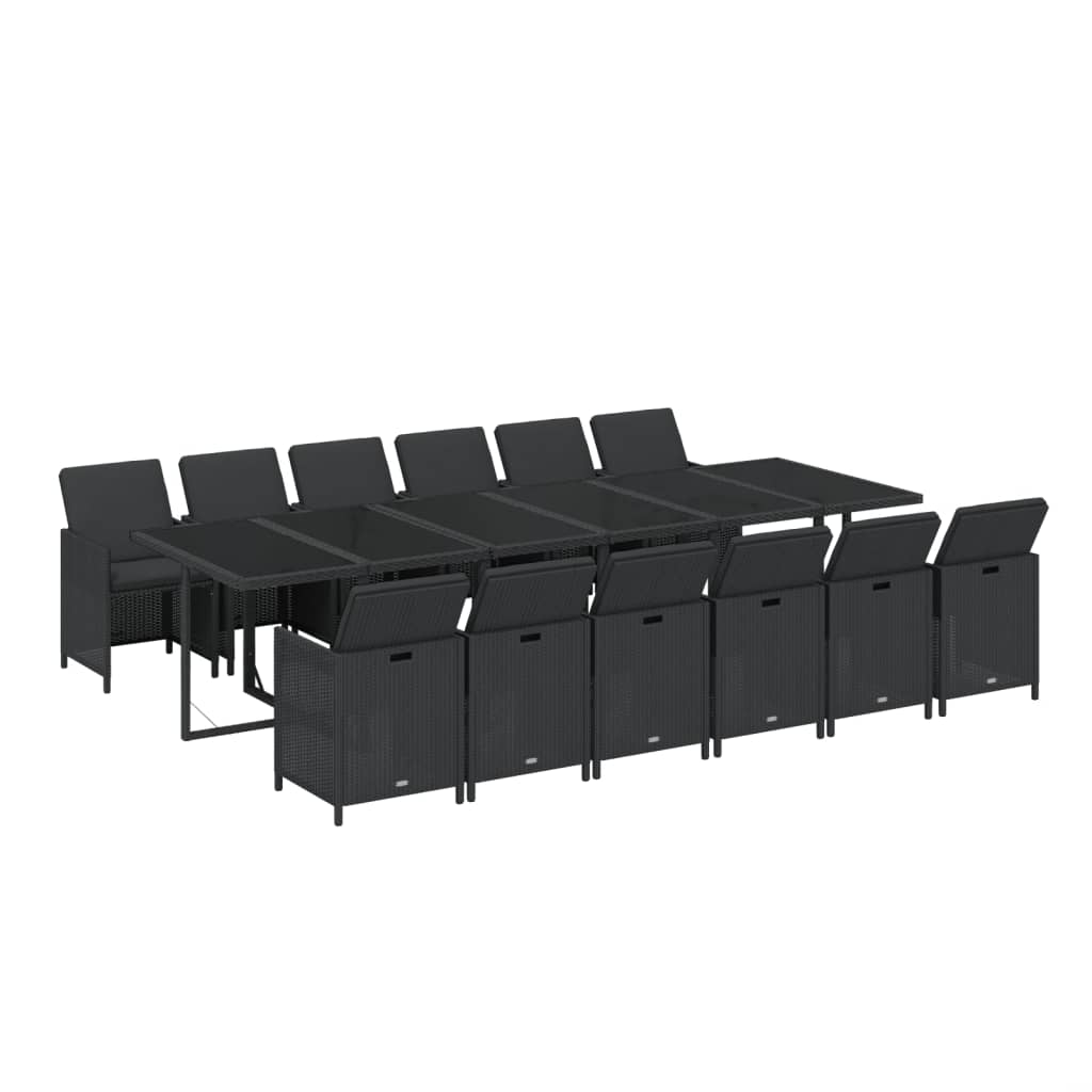 13-Delige Tuinset Met Kussens Poly Rattan Zwart