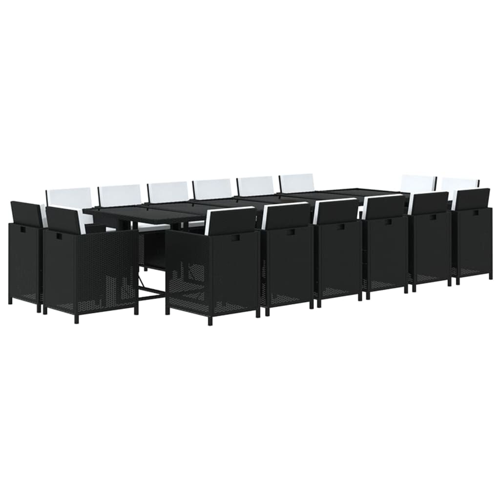 17-Delige Tuinset Met Kussens Poly Rattan Zwart