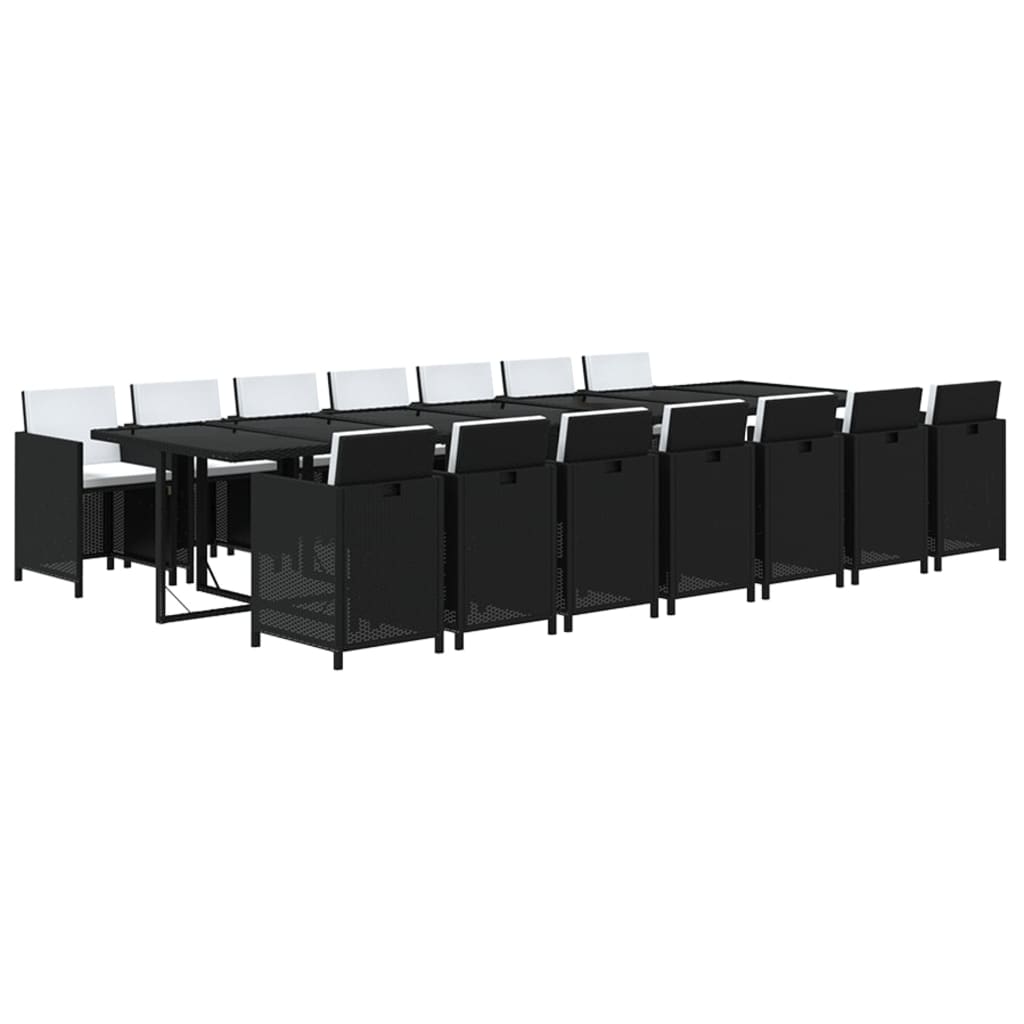 15-Delige Tuinset Met Kussens Poly Rattan Zwart