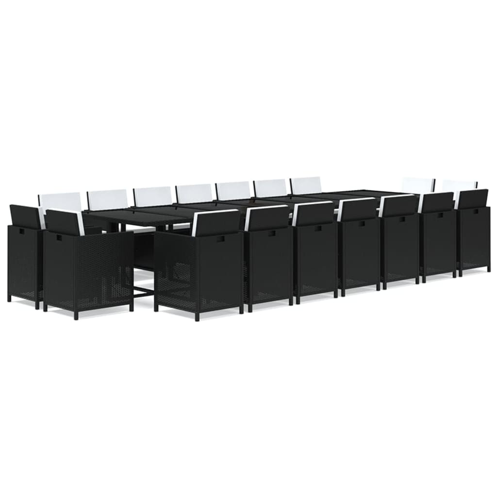 19-Delige Tuinset Met Kussens Poly Rattan Zwart
