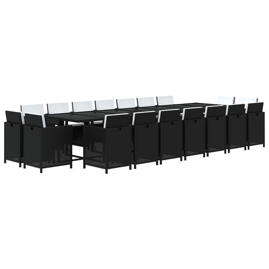19-Delige Tuinset Met Kussens Poly Rattan Zwart