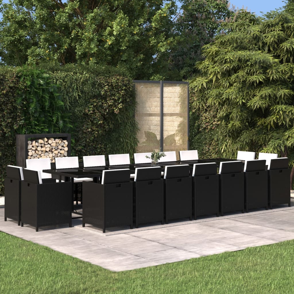 19-Delige Tuinset Met Kussens Poly Rattan Zwart