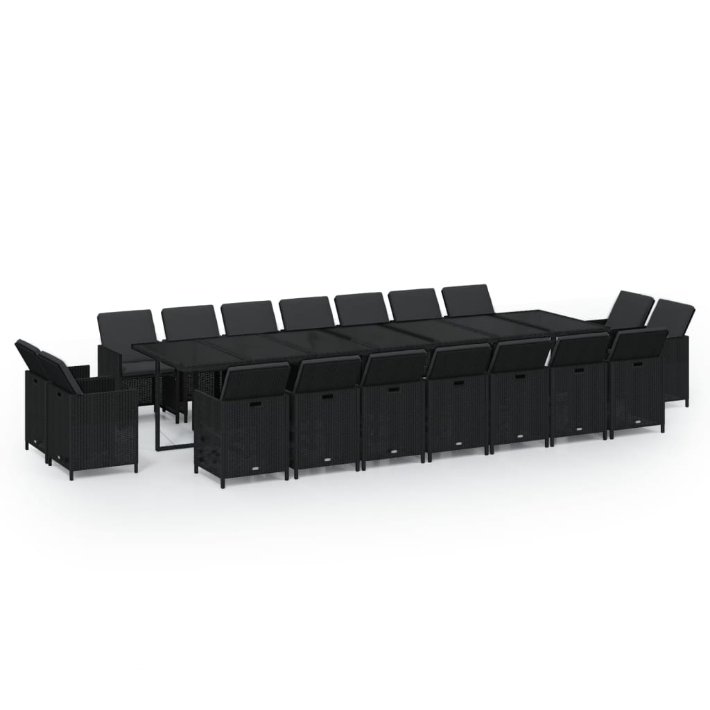 19-Delige Tuinset Met Kussens Poly Rattan Zwart