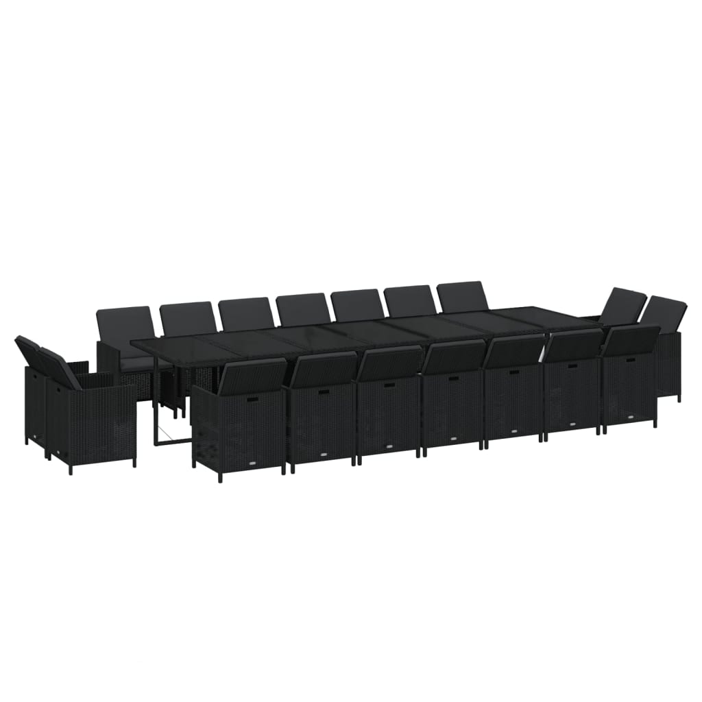 19-Delige Tuinset Met Kussens Poly Rattan Zwart