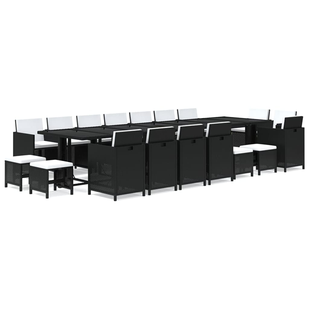 19-Delige Tuinset Met Kussens Poly Rattan Zwart