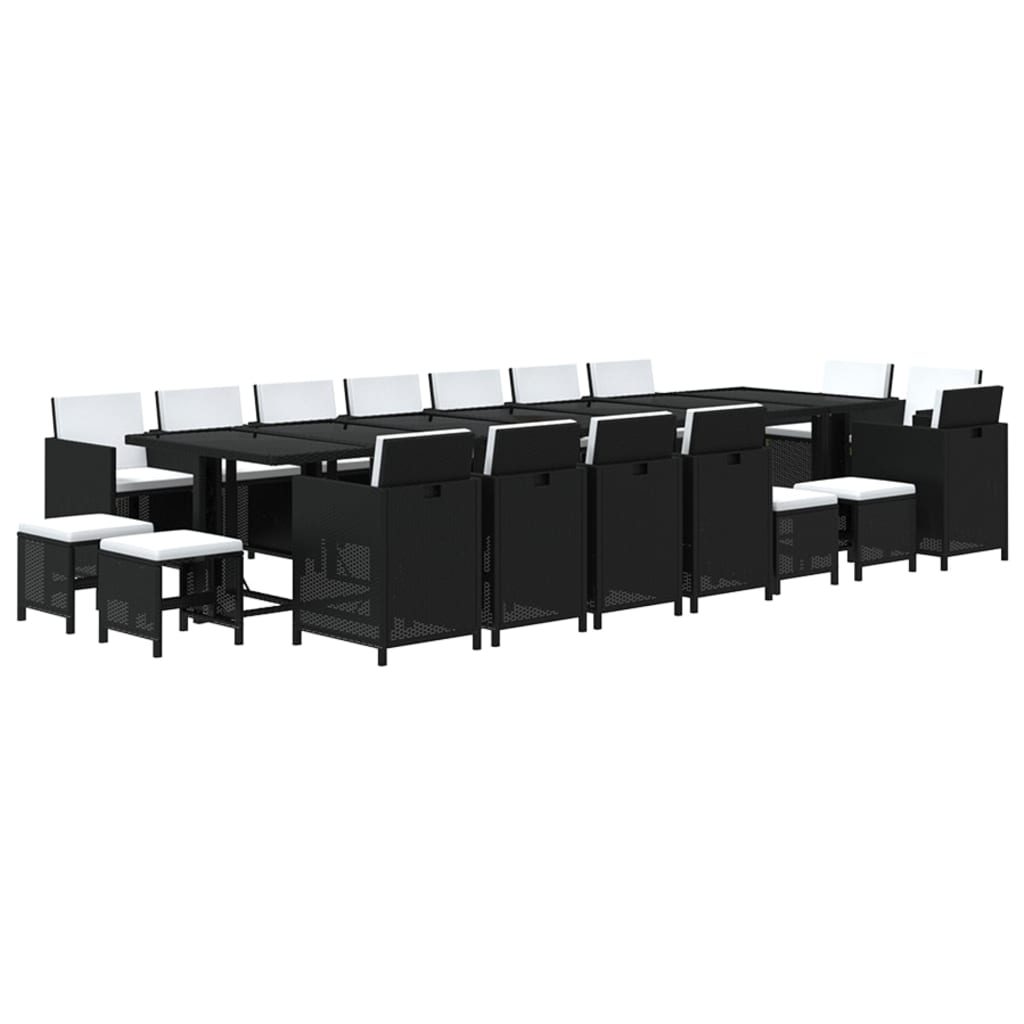 19-Delige Tuinset Met Kussens Poly Rattan Zwart