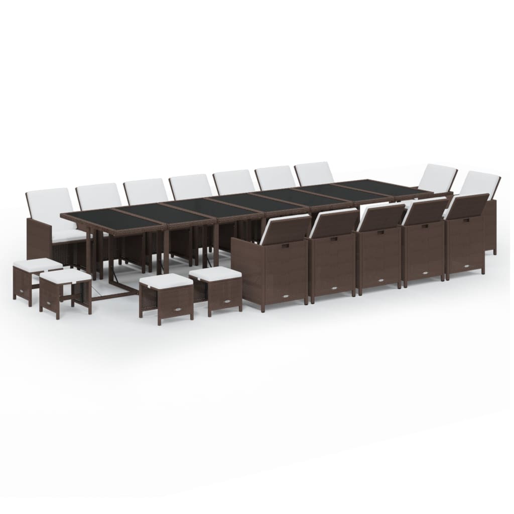 19-Delige Tuinset Met Kussens Poly Rattan Bruin