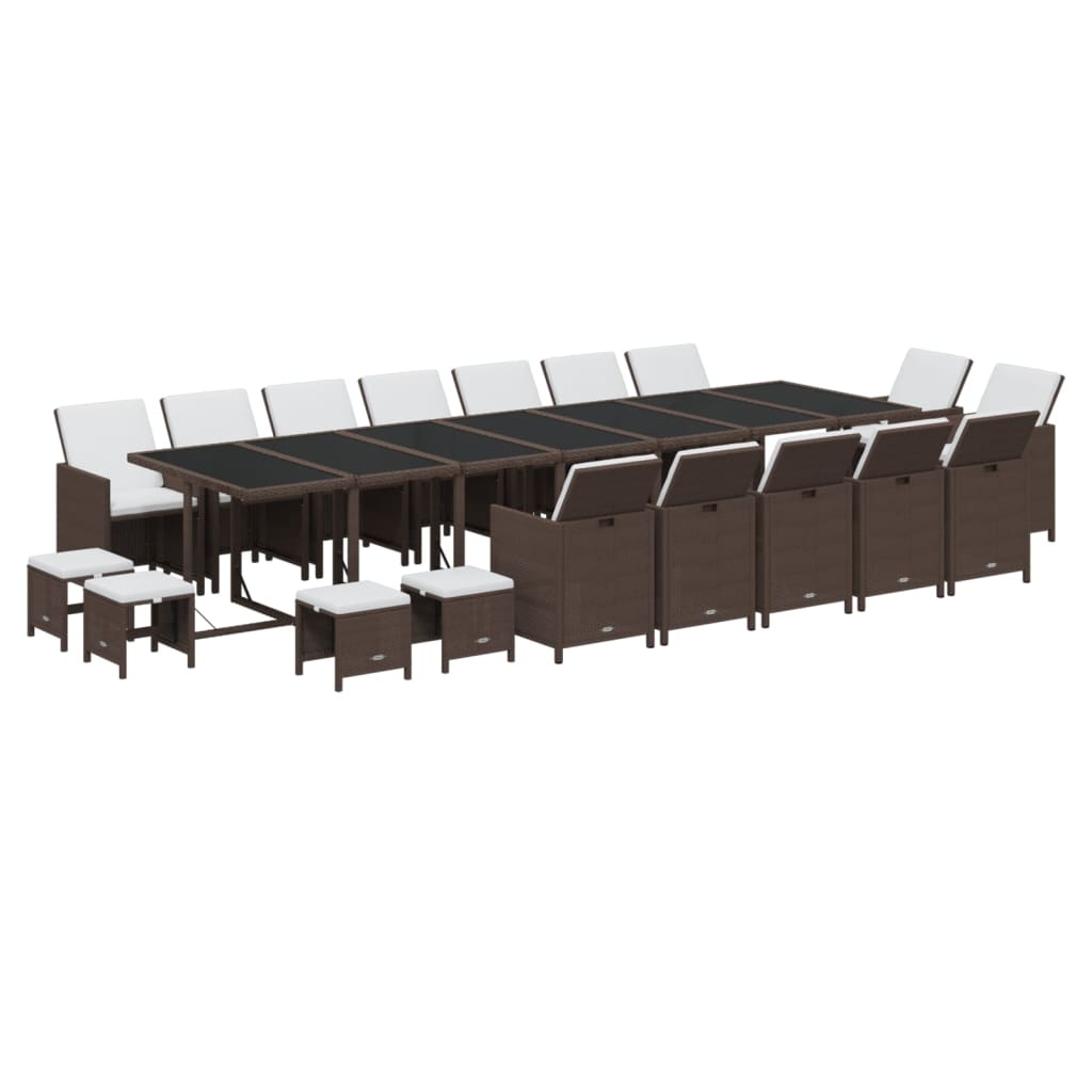 19-Delige Tuinset Met Kussens Poly Rattan Bruin