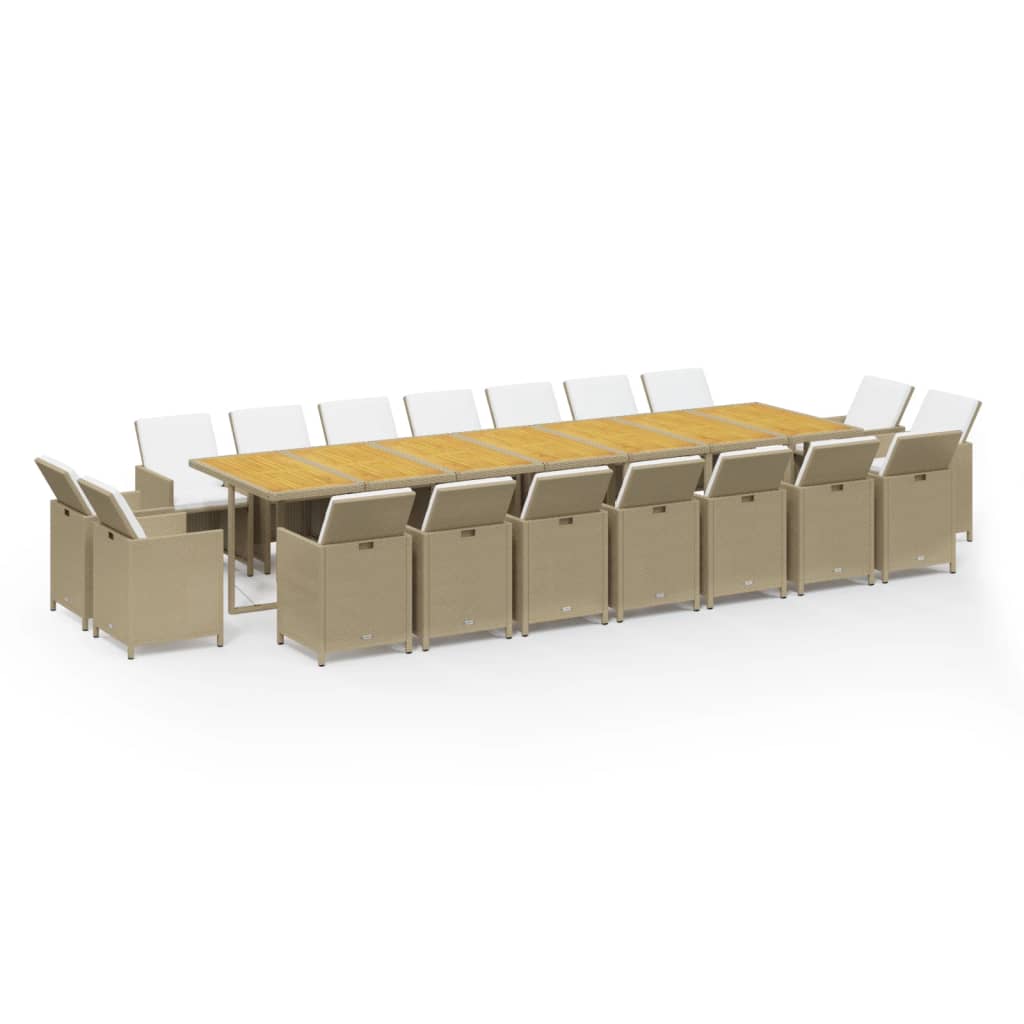 19-Delige Tuinset Met Kussens Poly Rattan Beige