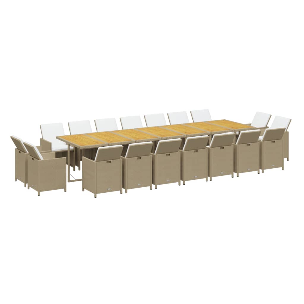 19-Delige Tuinset Met Kussens Poly Rattan Beige