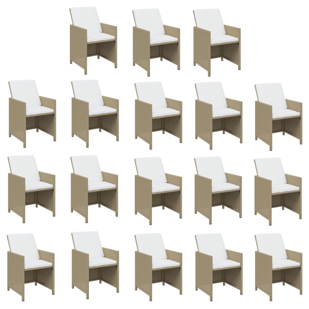 19-Delige Tuinset Met Kussens Poly Rattan Beige