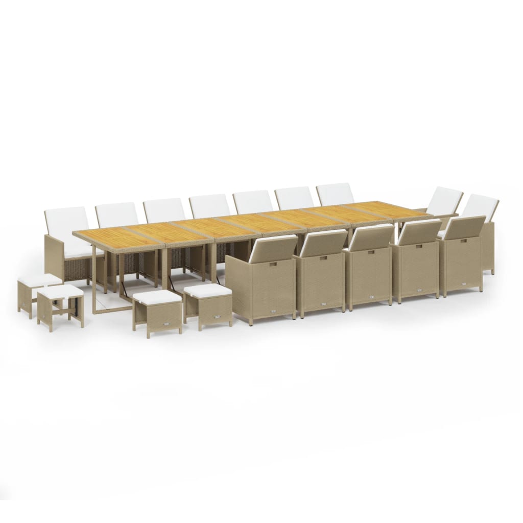 19-Delige Tuinset Met Kussens Poly Rattan Beige