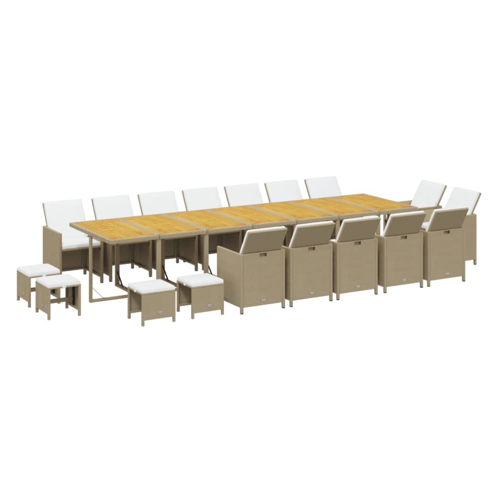 19-Delige Tuinset Met Kussens Poly Rattan Beige