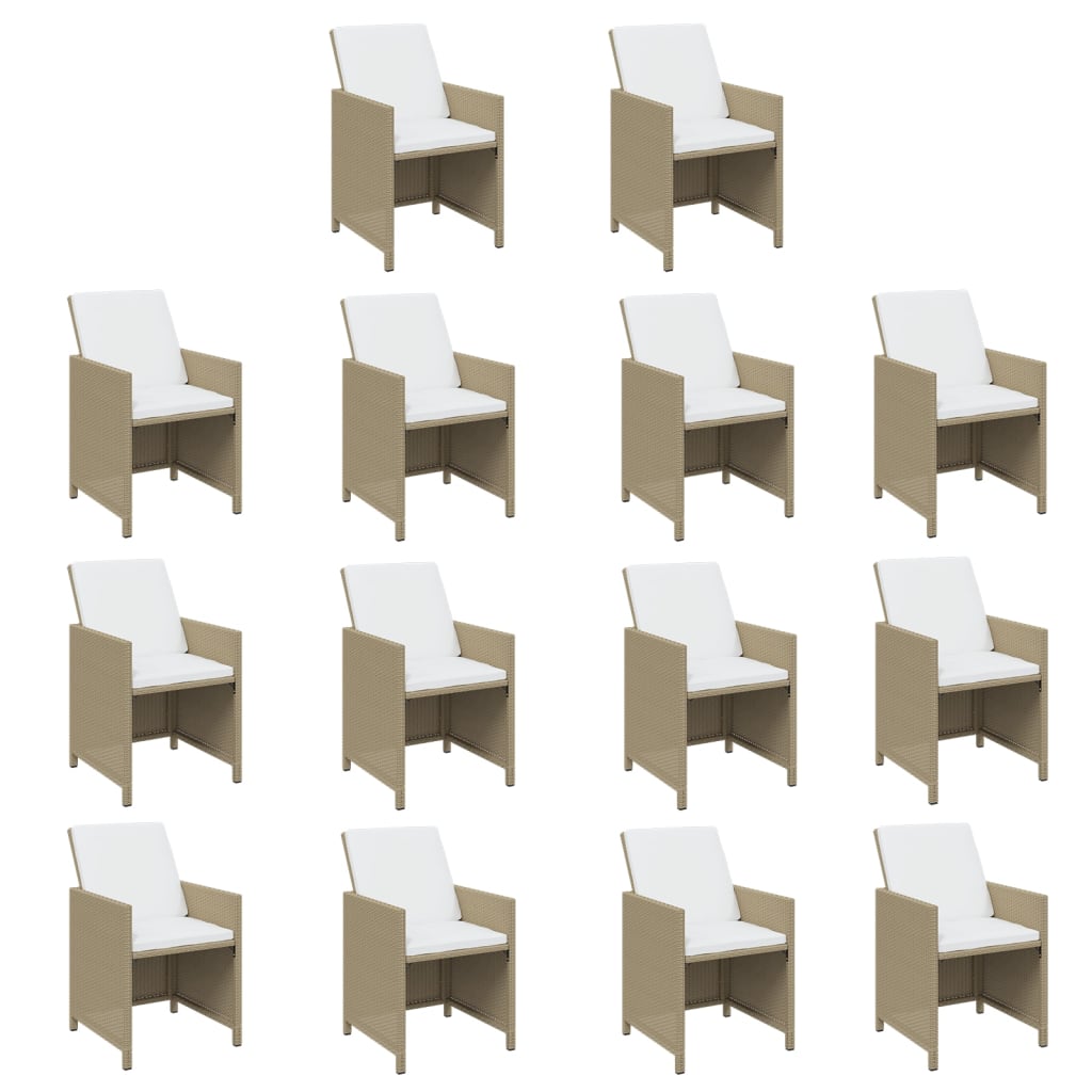 19-Delige Tuinset Met Kussens Poly Rattan Beige