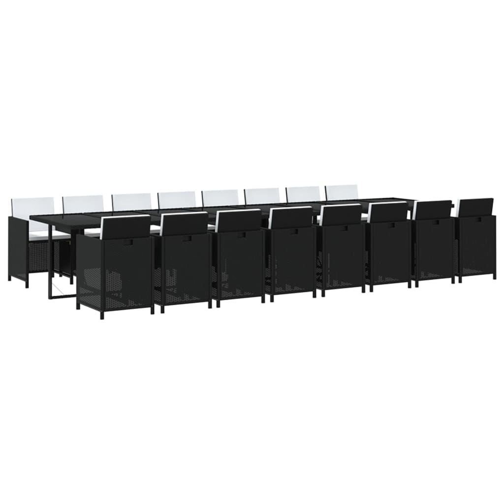 17-Delige Tuinset Met Kussens Poly Rattan Zwart