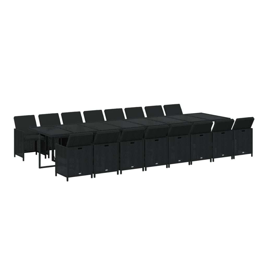 17-Delige Tuinset Met Kussens Poly Rattan Zwart