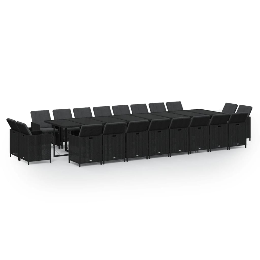 21-Delige Tuinset Met Kussens Poly Rattan Zwart