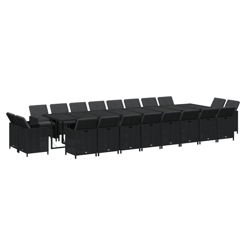 21-Delige Tuinset Met Kussens Poly Rattan Zwart