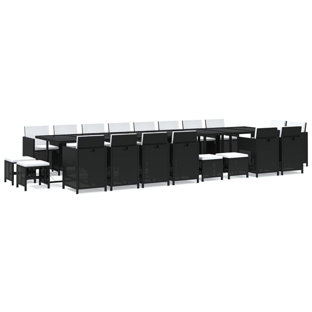 21-Delige Tuinset Met Kussens Poly Rattan Zwart