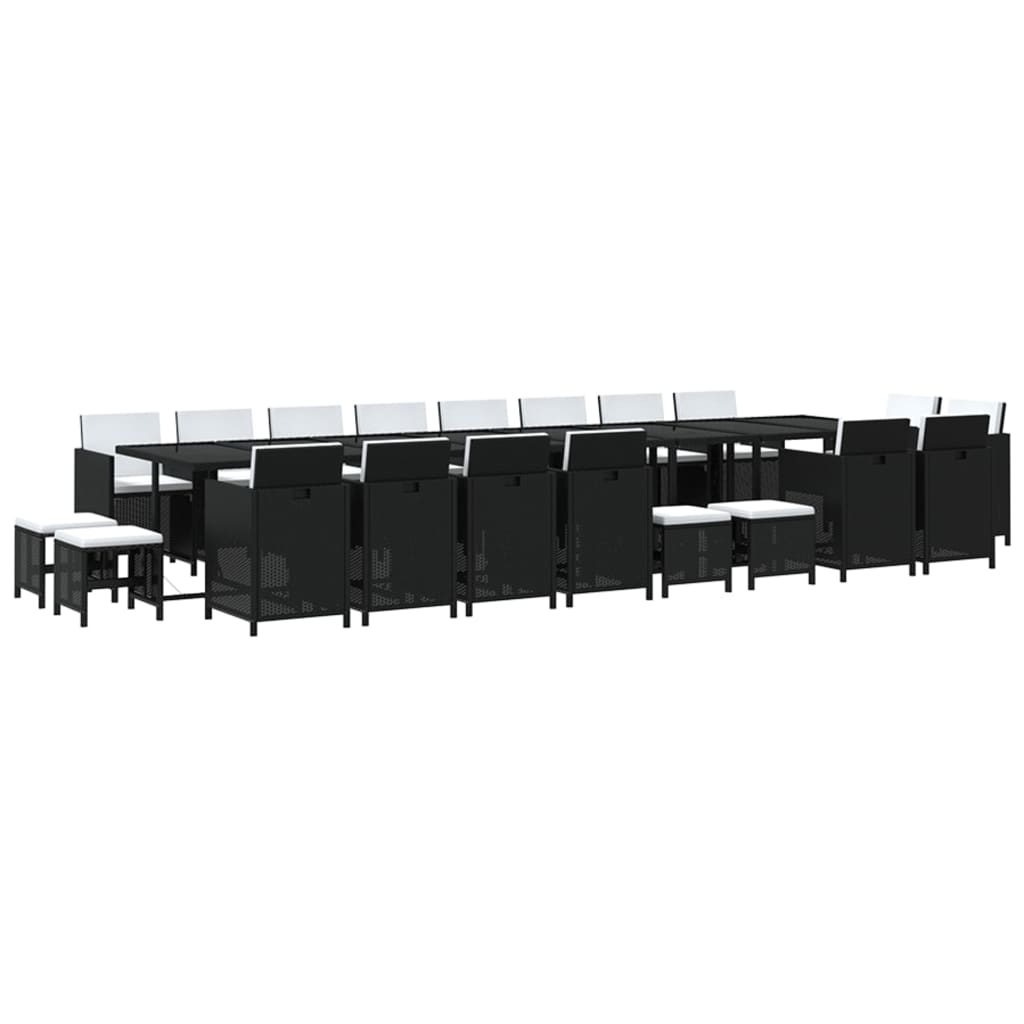 21-Delige Tuinset Met Kussens Poly Rattan Zwart