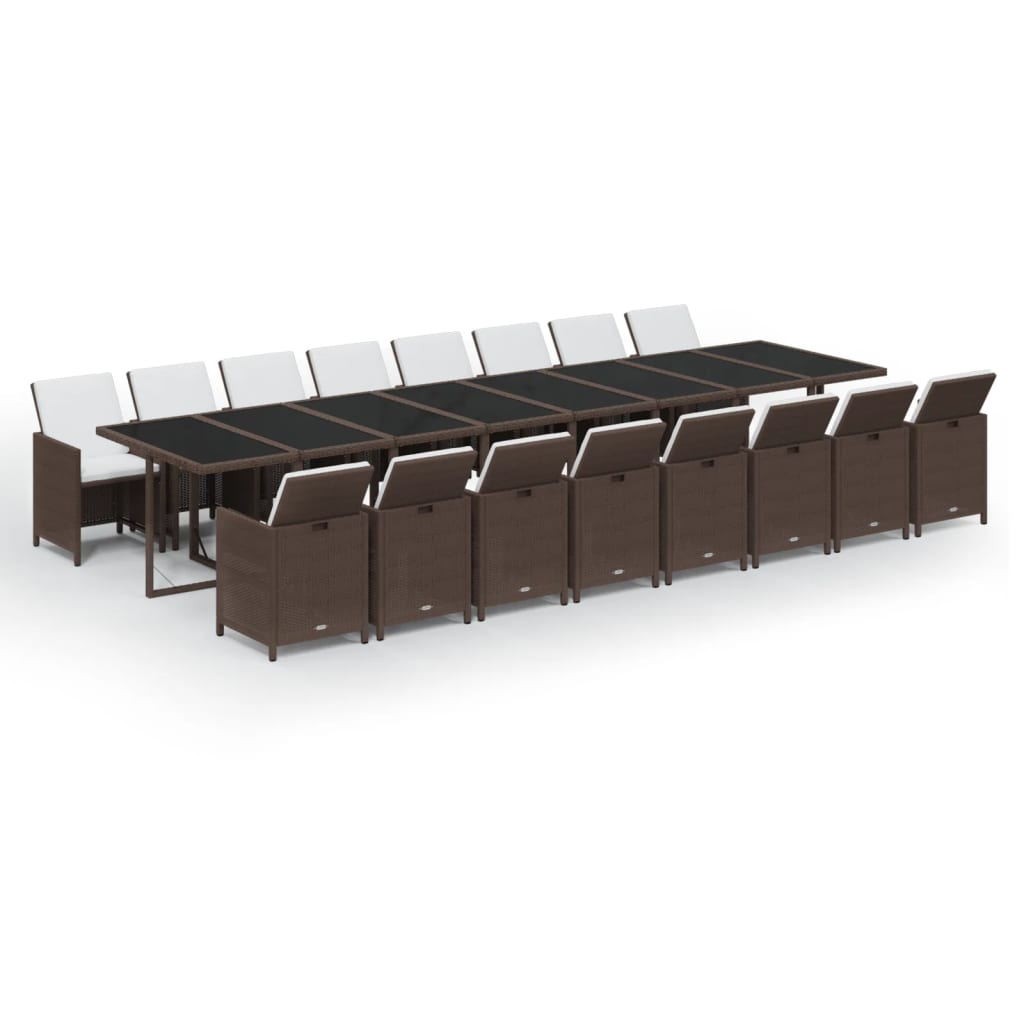 17-Delige Tuinset Met Kussens Poly Rattan Bruin