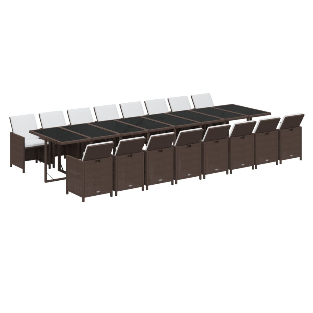 17-Delige Tuinset Met Kussens Poly Rattan Bruin