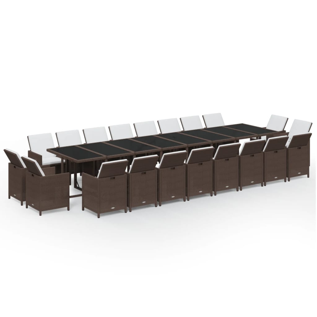 21-Delige Tuinset Met Kussens Poly Rattan Bruin