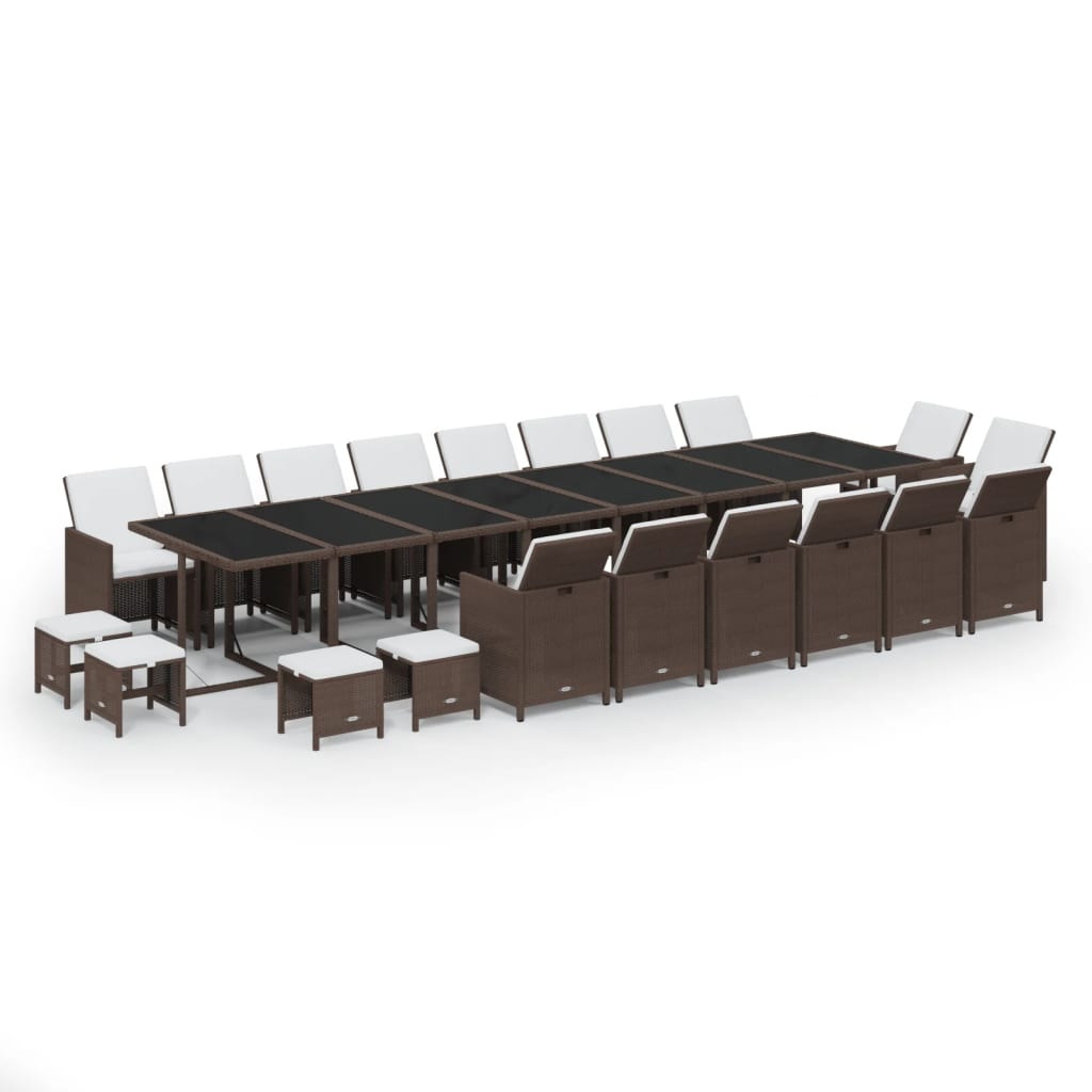21-Delige Tuinset Met Kussens Poly Rattan Bruin
