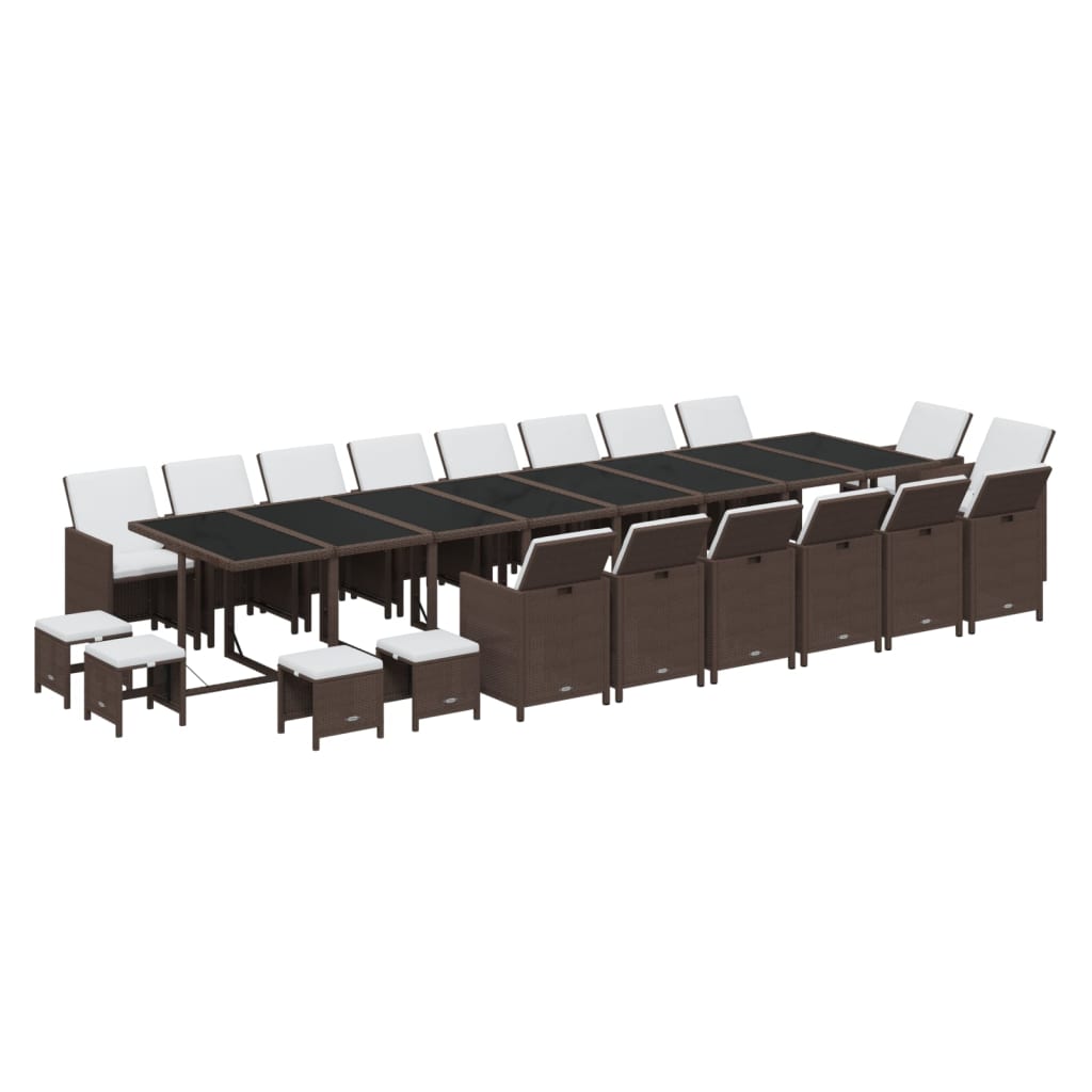 21-Delige Tuinset Met Kussens Poly Rattan Bruin