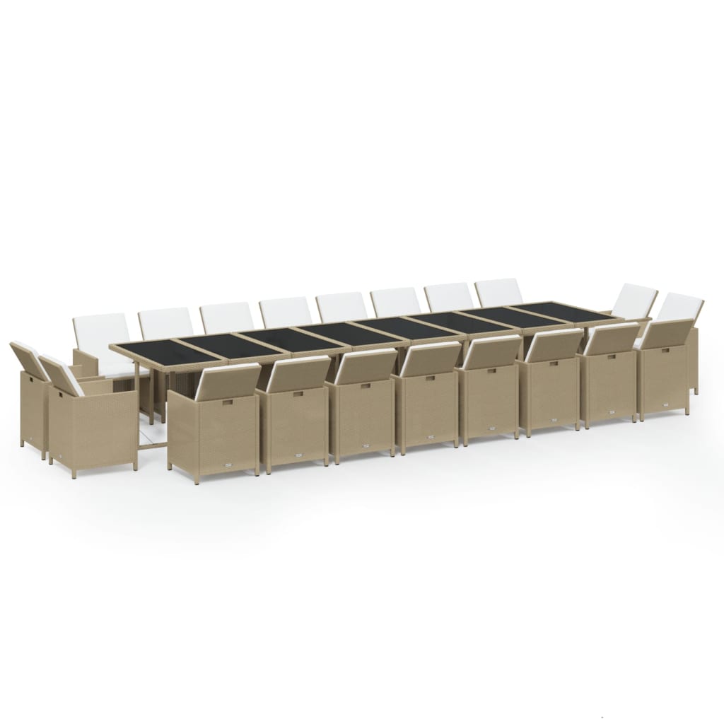 21-Delige Tuinset Met Kussens Poly Rattan Beige