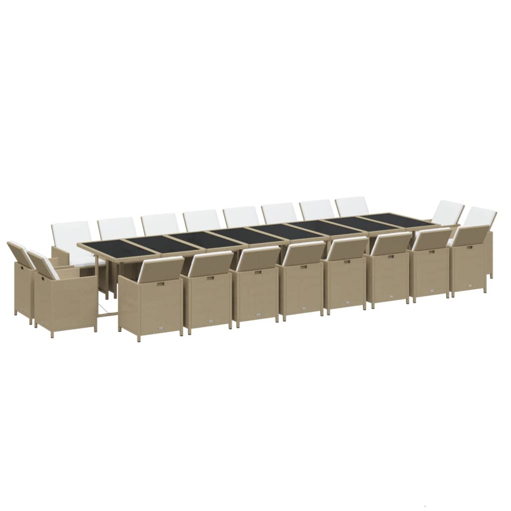 21-Delige Tuinset Met Kussens Poly Rattan Beige