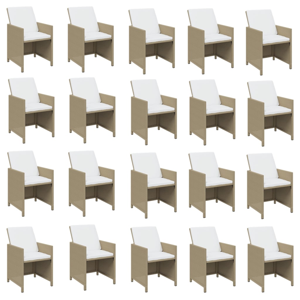 21-Delige Tuinset Met Kussens Poly Rattan Beige