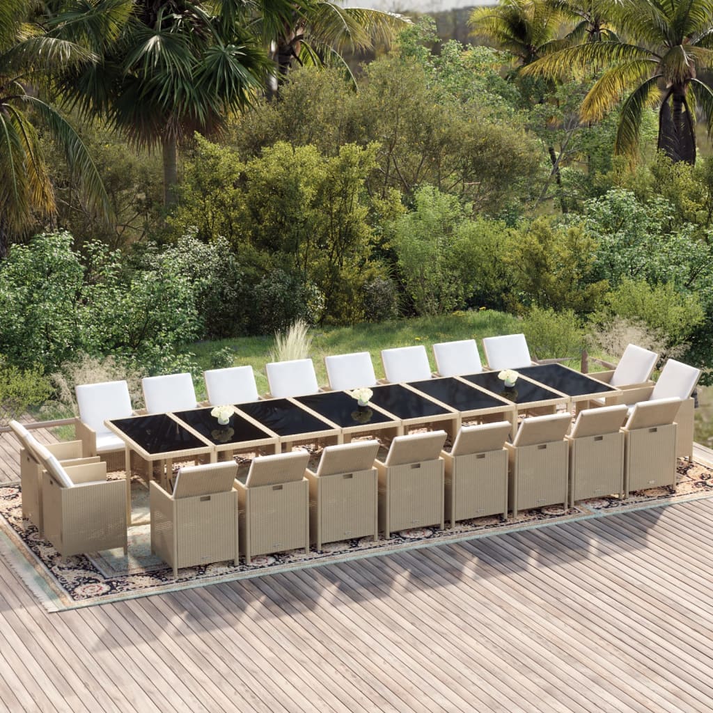 21-Delige Tuinset Met Kussens Poly Rattan Beige