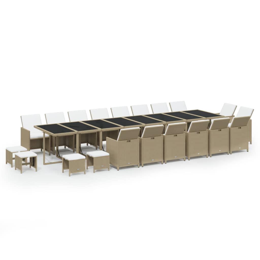 21-Delige Tuinset Met Kussens Poly Rattan Beige