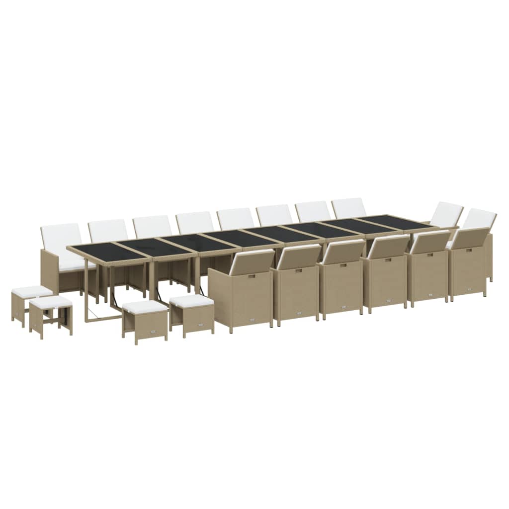 21-Delige Tuinset Met Kussens Poly Rattan Beige