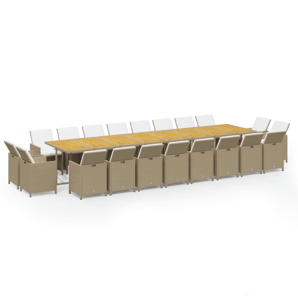 21-Delige Tuinset Met Kussens Poly Rattan Beige