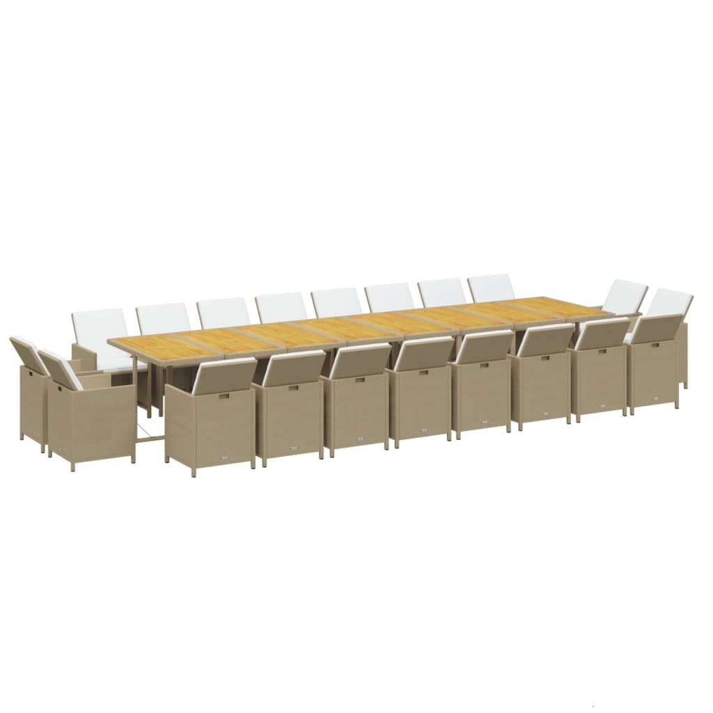 21-Delige Tuinset Met Kussens Poly Rattan Beige