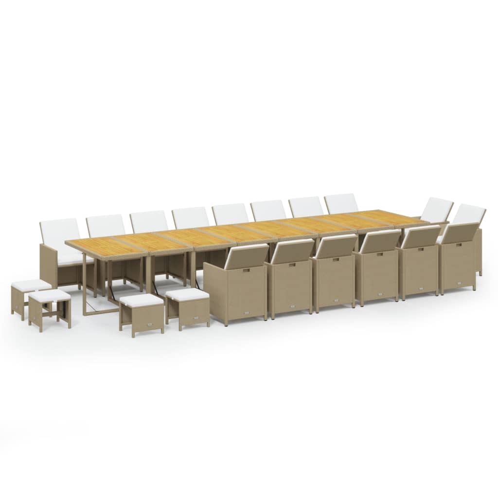 21-Delige Tuinset Met Kussens Poly Rattan Beige