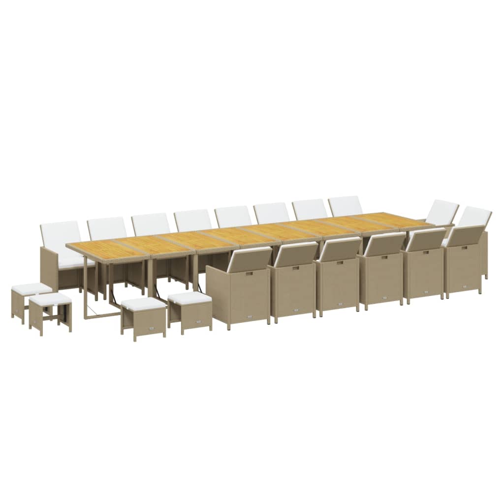 21-Delige Tuinset Met Kussens Poly Rattan Beige