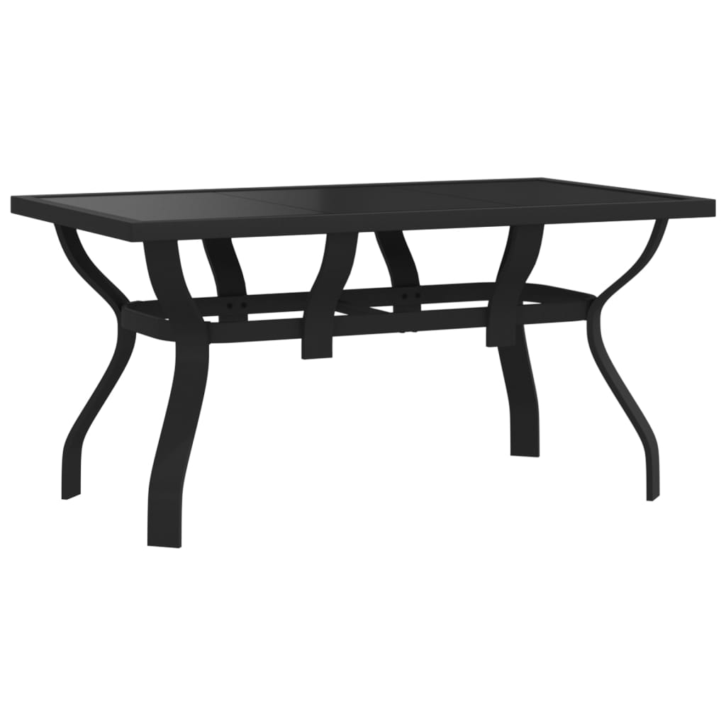 Tuintafel 140X70X70 Cm Staal En Glas Zwart