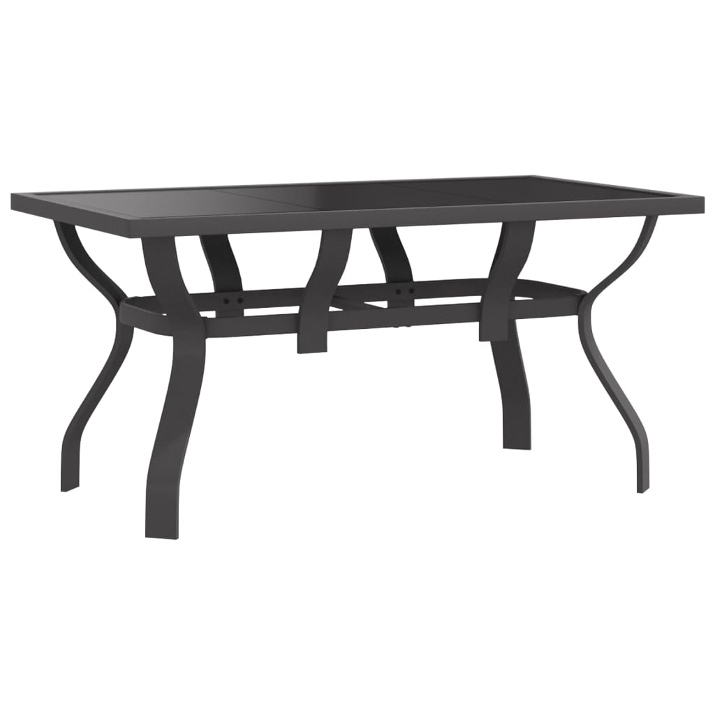 Tuintafel 140X70X70 Cm Staal En Glas Grijs En Zwart