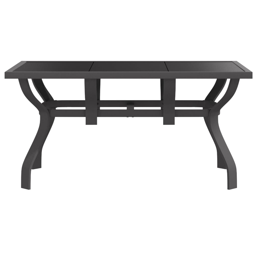 Tuintafel 140X70X70 Cm Staal En Glas Grijs En Zwart