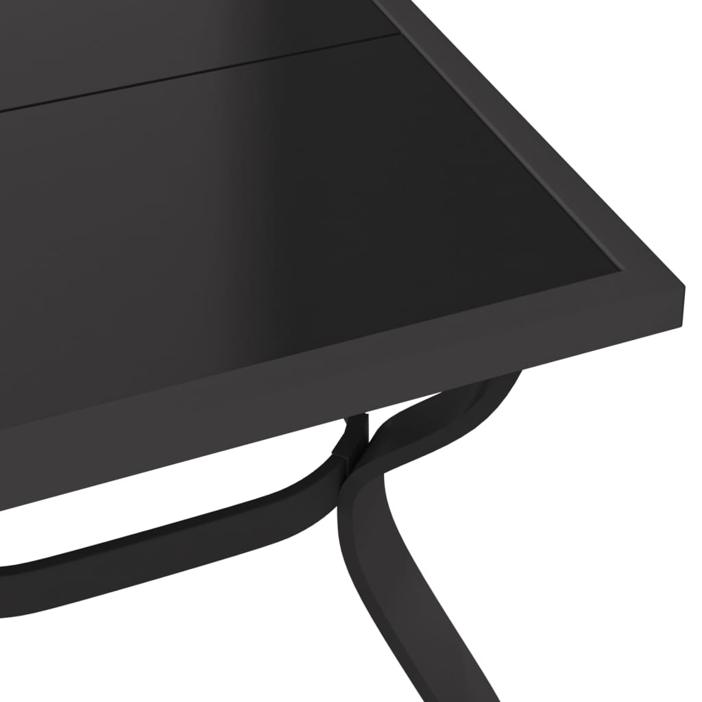 Tuintafel 140X70X70 Cm Staal En Glas Grijs En Zwart
